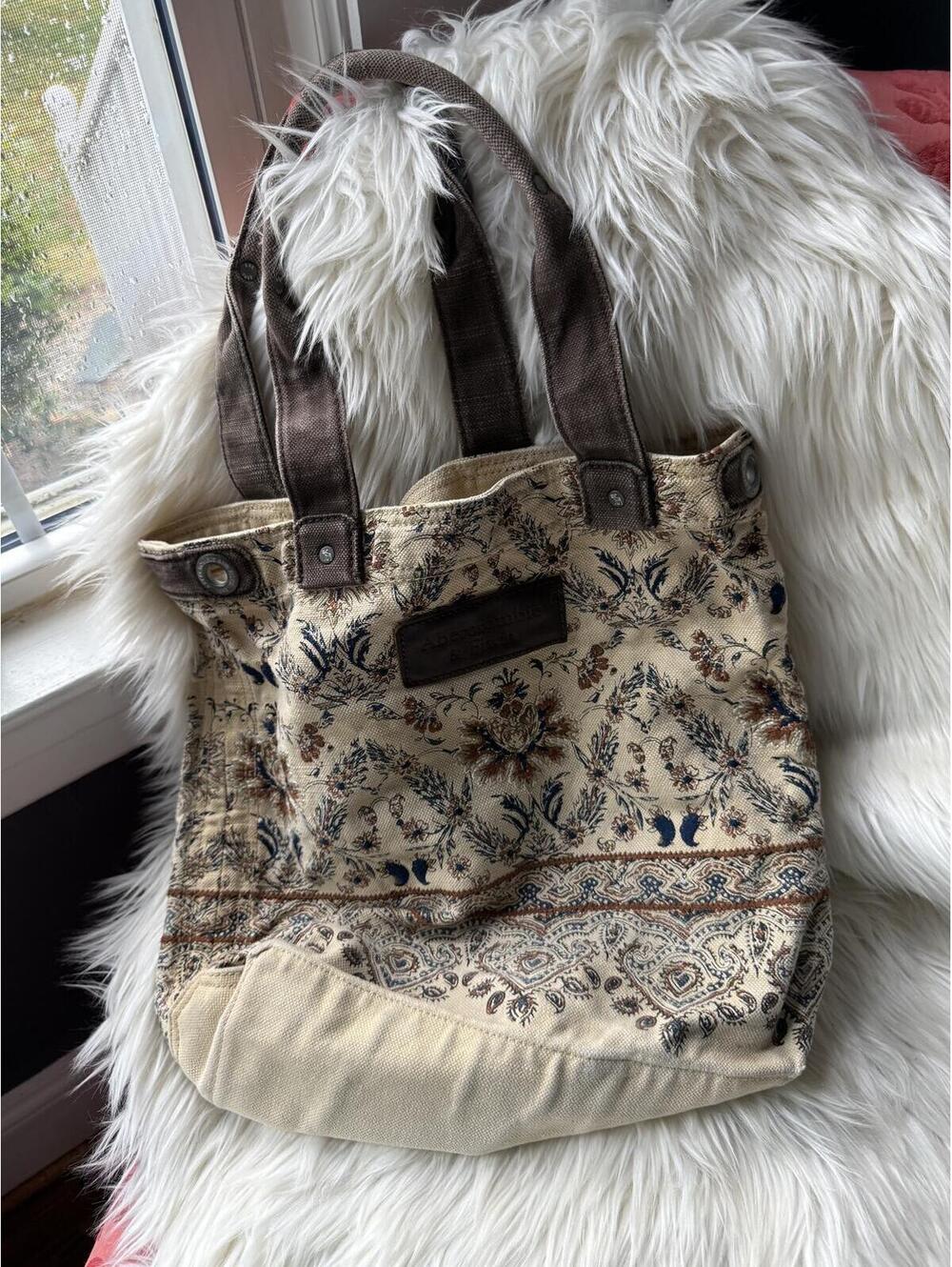 Abercrombie & Fitch Canvas Tote Bag with Floral Pattern